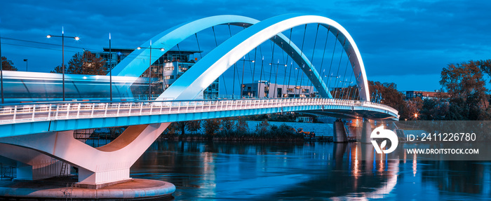 Panoramic view of famous bridge in Lyon