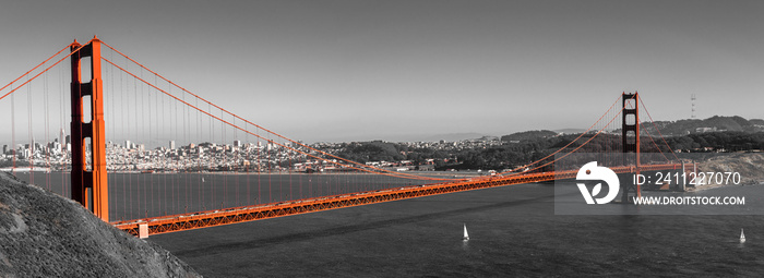 Panorama Golden Gate Bridge in San Francisco