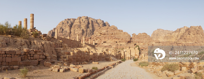 The Great Temple ruins of the Nabataean Kingdom in Petra, Jordan.