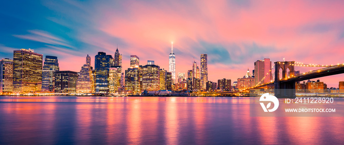 View of New York City Manhattan midtown at dusk