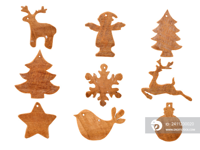 Rustic Christmas decoration and ornament made of wood. isolated for design