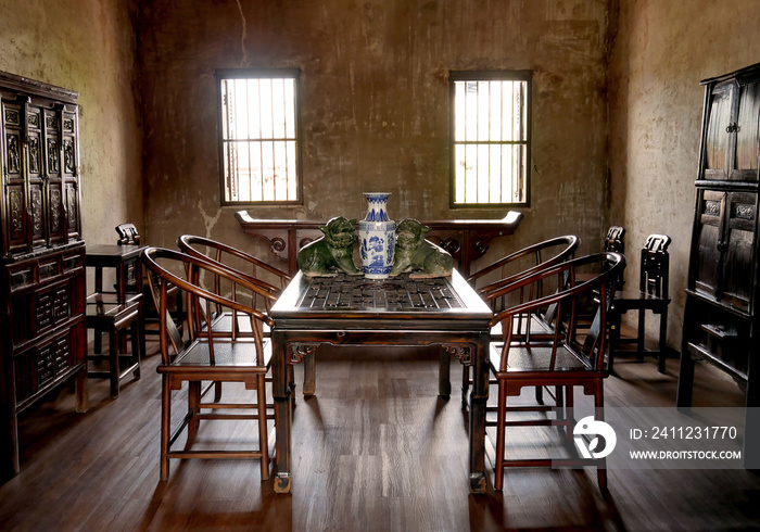 Old Chinese style living room, a traditional chinese style house.