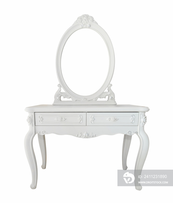 Isolated white antique  dressing table , clipping path