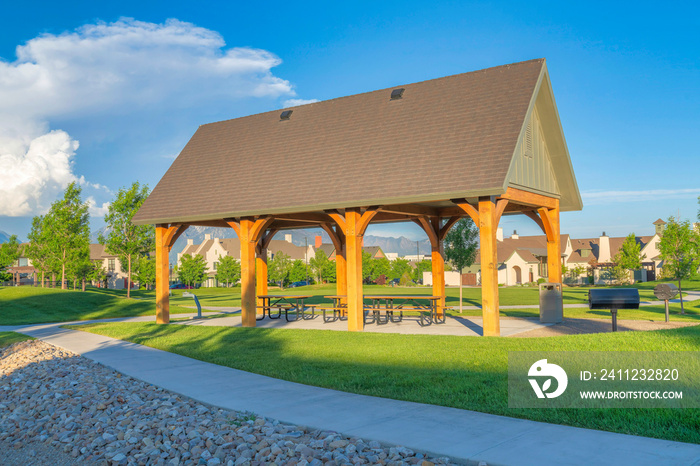 Small pavilion in a large park at Daybreak, South Jordan, Utah