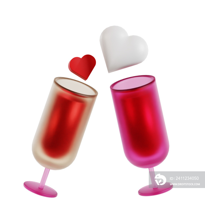 3d wine cup valentine icon