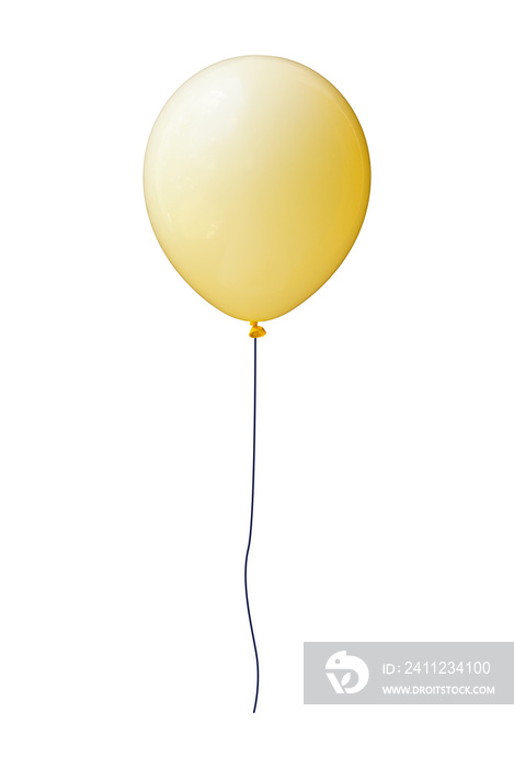 helium balloon in yellow color with a rope isolated background