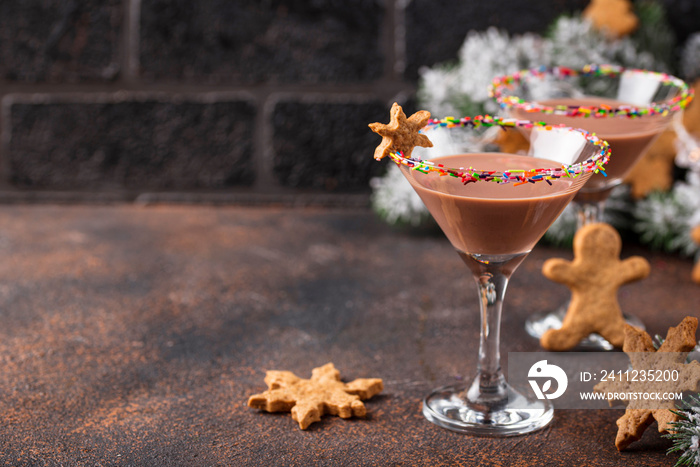 Sugar cookie martini with sprinkles rim