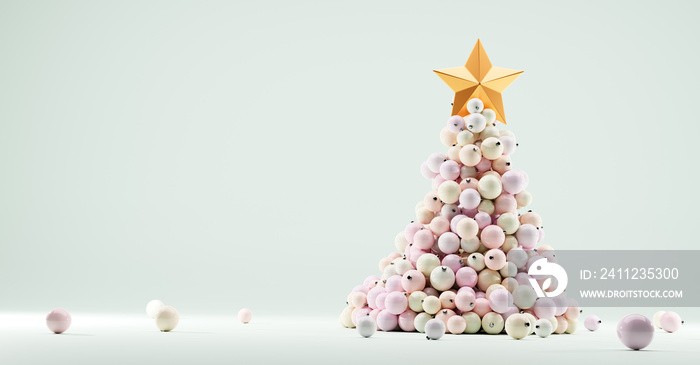 Christmas tree made of pastel glass balls