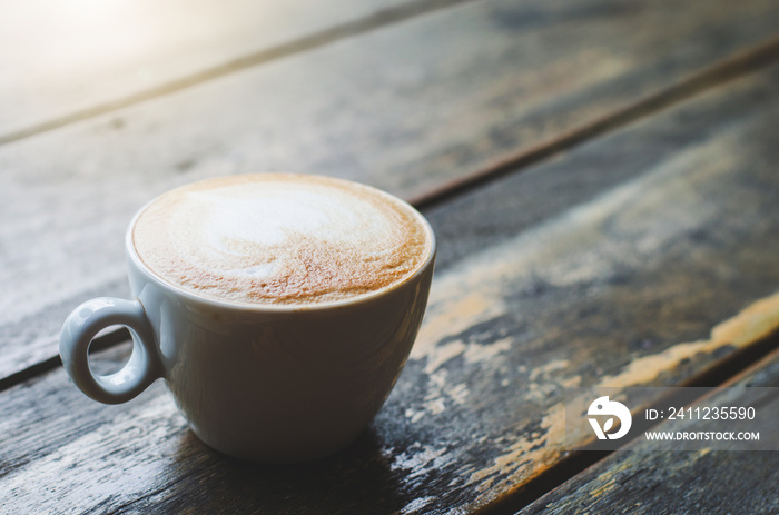 close up modern hot black coffee the cappuccino on wood background with coffee bubble foam pattern a