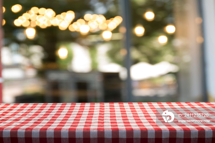 Checkered napkin on wooden background