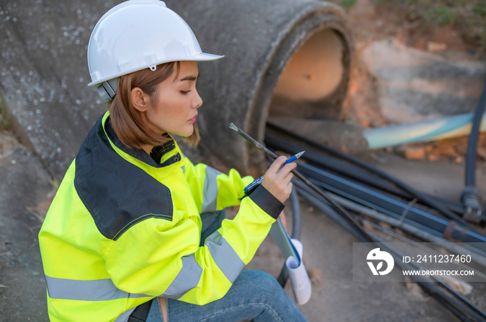 Telecommunication engineers work at cell towers for 5G cell phone signals,Network tower maintenance 