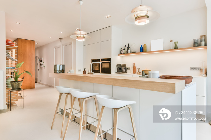 Interior of a beautiful kitchen of an elite house