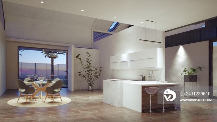 modern domestic kitchen interior.