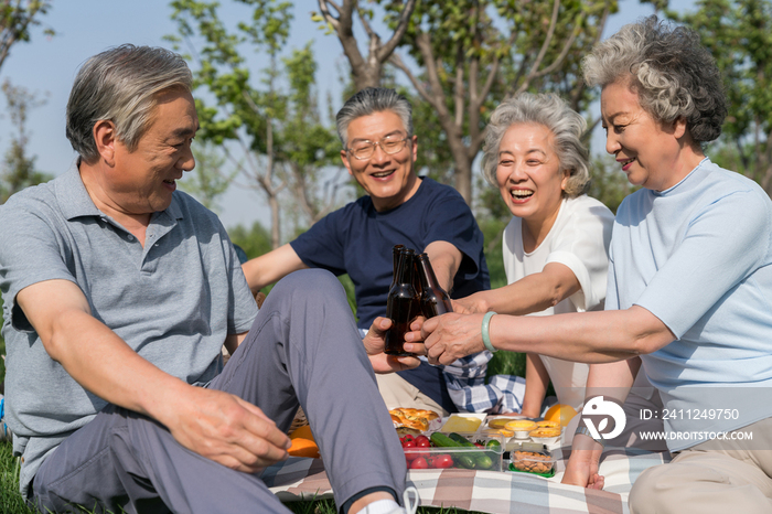 老年夫妻春游野餐