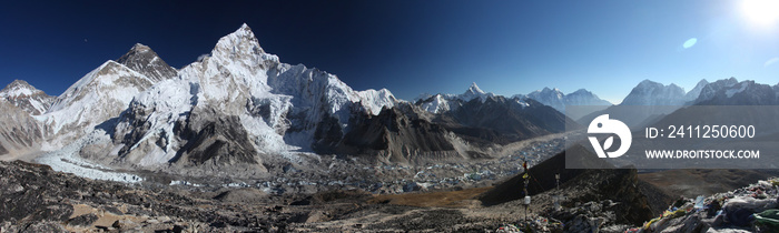Mount Everest, Lhotse and Nuptse from Kala Patthar - panorama