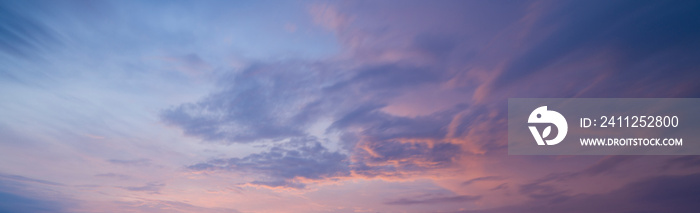 Soft color sky panorama at orange sunset