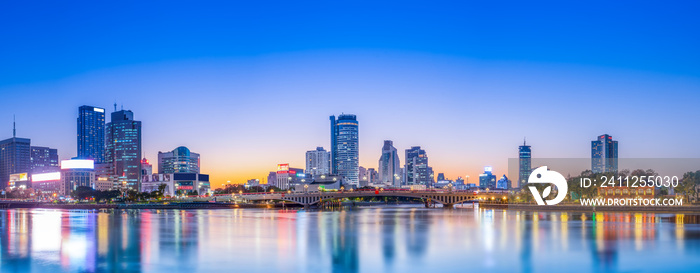 Ningbo city architecture landscape night view