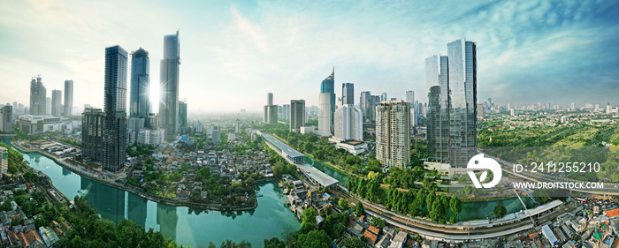 Beautiful panoramic of Jakarta city at morning