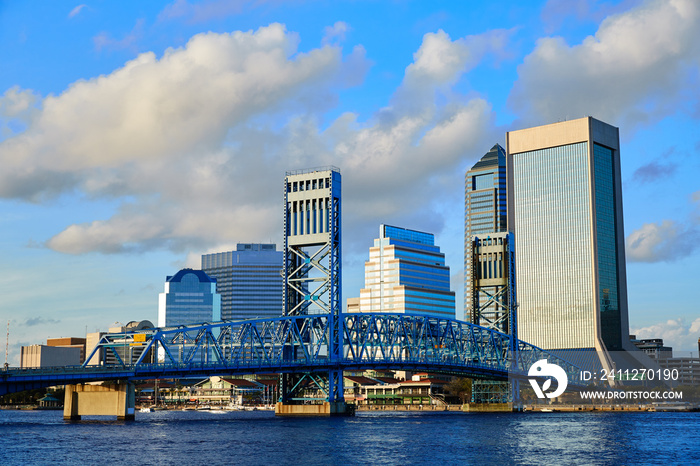 Jacksonville skyline evening in florida USA