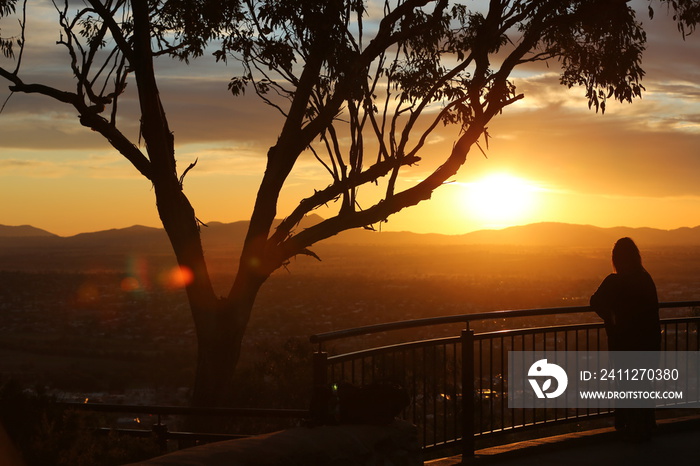 The beautiful colours of sunset as seen from Oxley Lookout at Tamworth in NSW Australia.