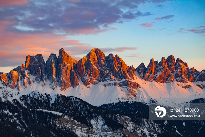 Dolomites at Sunset - Alpine landscape from Brixen