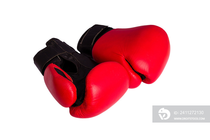 Red boxing gloves isolated on white background