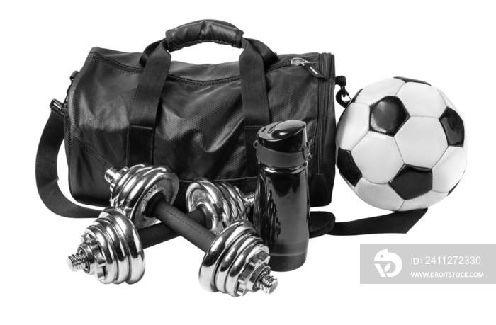 Sports bag with sports equipment