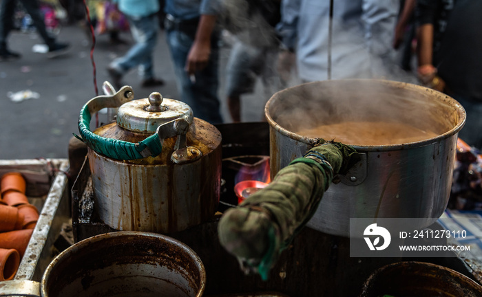 Indian style Hot tea or Chai . Selective Focus is used.