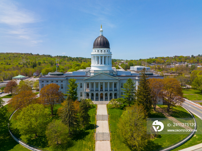 Maine State House is the capitol building of Maine in historic downtown of Augusta, Maine ME, USA.