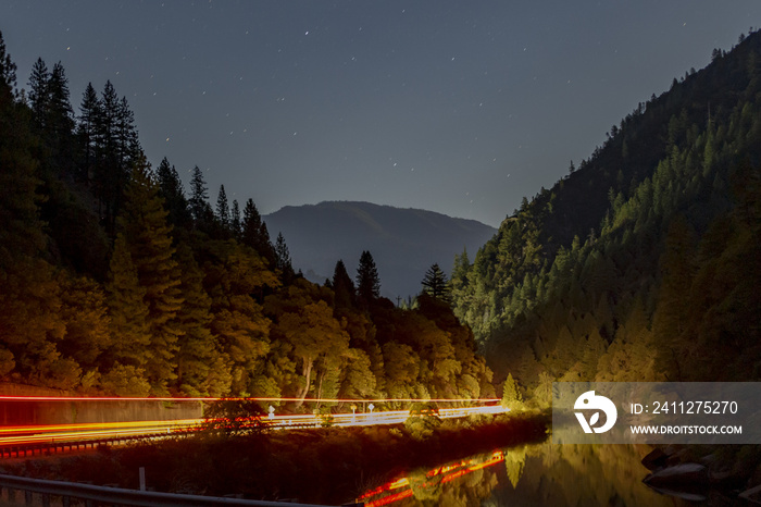 Light trails in the Feather River Canyon 1 of 2