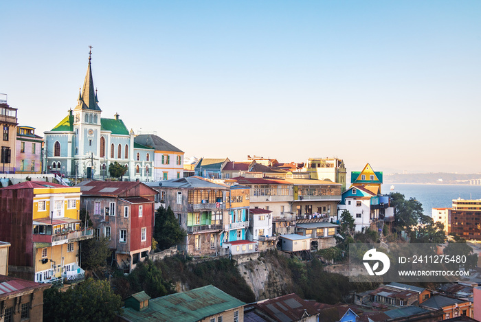 Valparaiso Skyline with Lutheran Church - Valparaiso, Chile