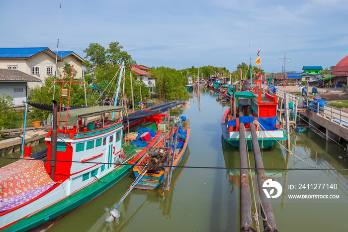 Multicolored fishing boats