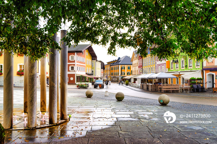 View of beautiful and colourful village Mondsee in Austria