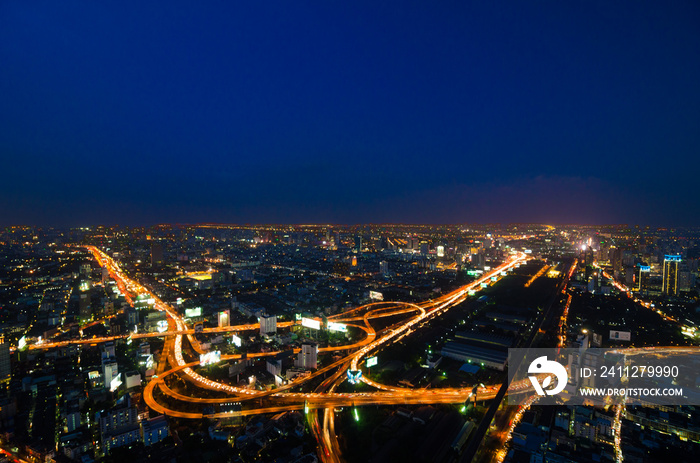 City with night traffic intersection center