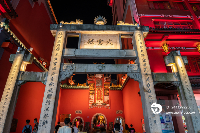 网红打卡地长沙坡子街火宫殿夜景