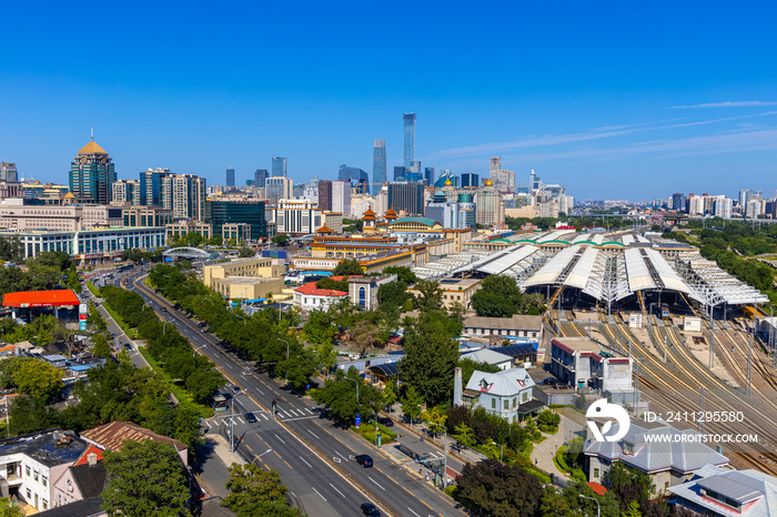 北京崇文门北京站城市风光