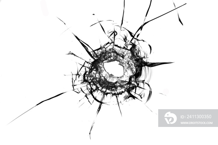 The texture of broken glass. Bullet hole