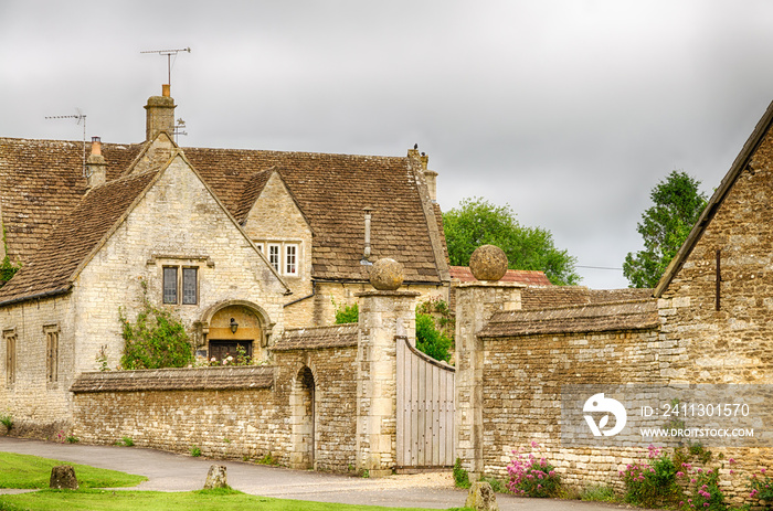 Walled garden, Castle Combe Village, Wiltshire, England