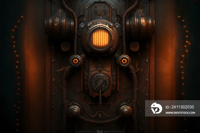 Futuristic biomechanical sci-fi texture wall panel entrance door switch