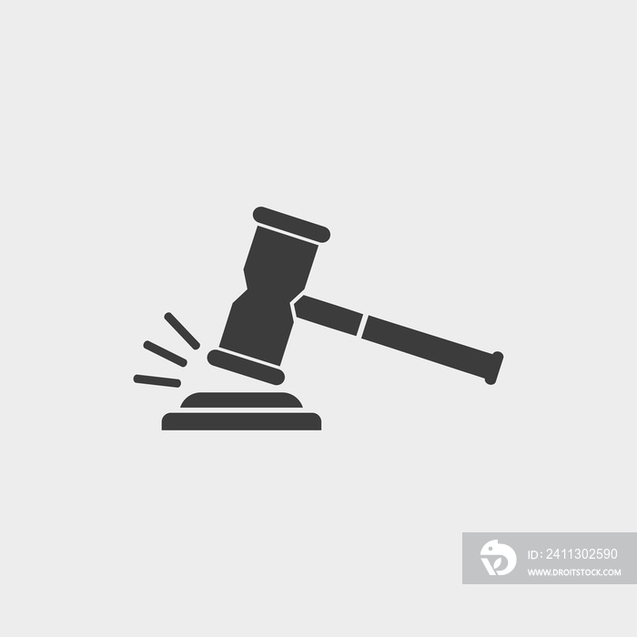 Gavel icon in a flat design. Vector illustration