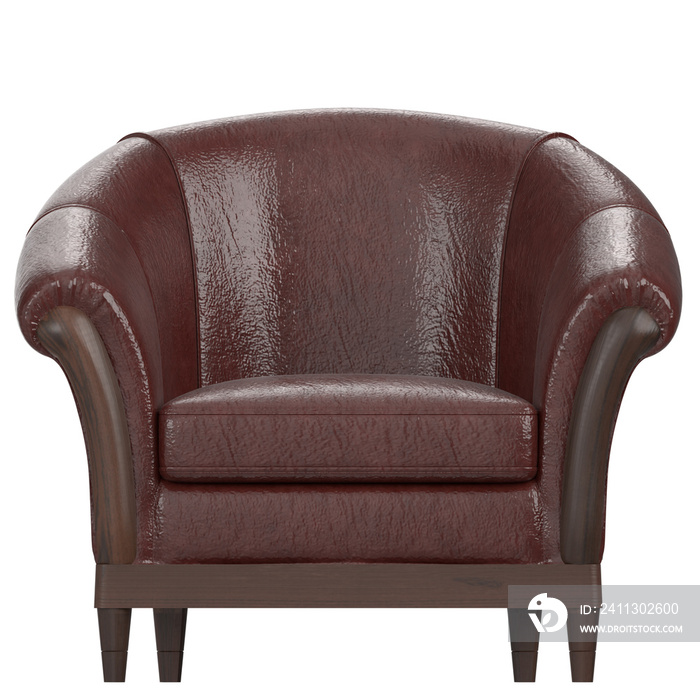 3d rendering illustration of a leather armchair