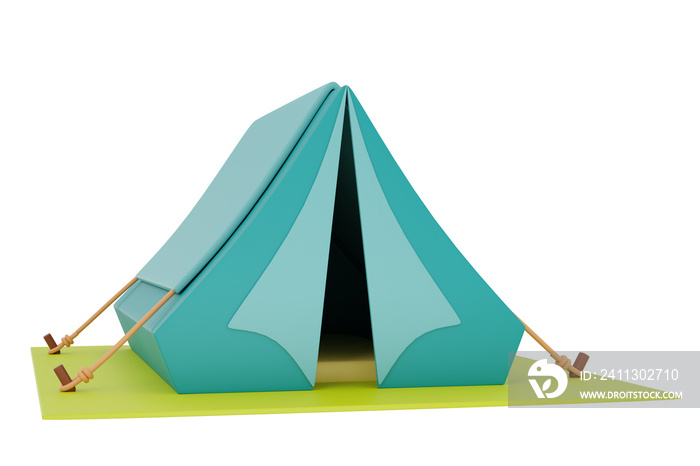 tourist camping tent isolated on light background,Camping equipment,summer camp concept,3d rendering.