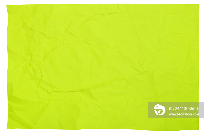 Chartreuse green crumpled paper sheet