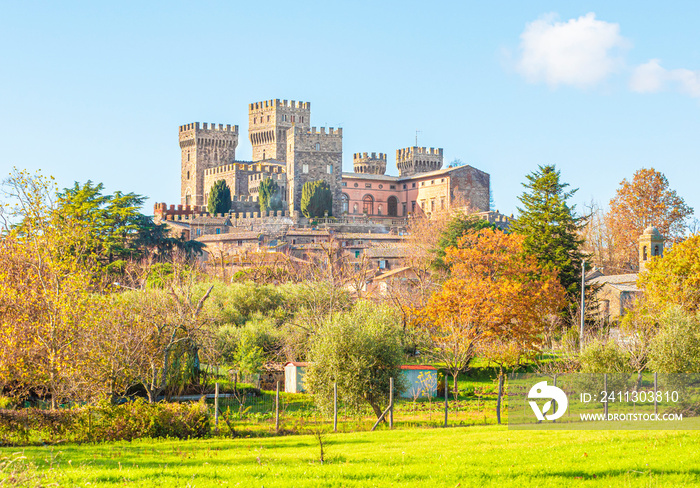 Torre Alfina (Lazio, Italy) - The sacred and magical wood called ’Bosco del Sasseto’ during the autumn with foliage, beside the medieval village with castle