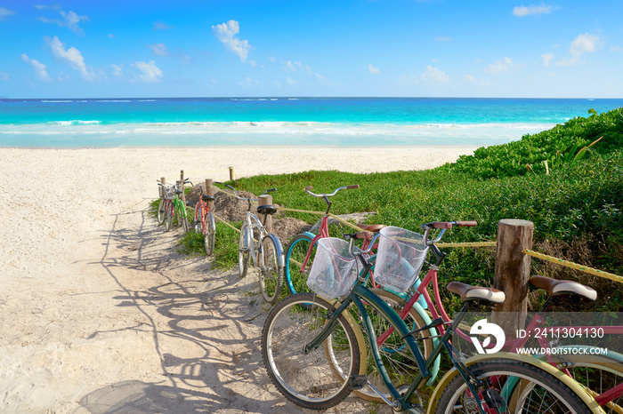 Tulum Caribbean beach bicycles Riviera Maya