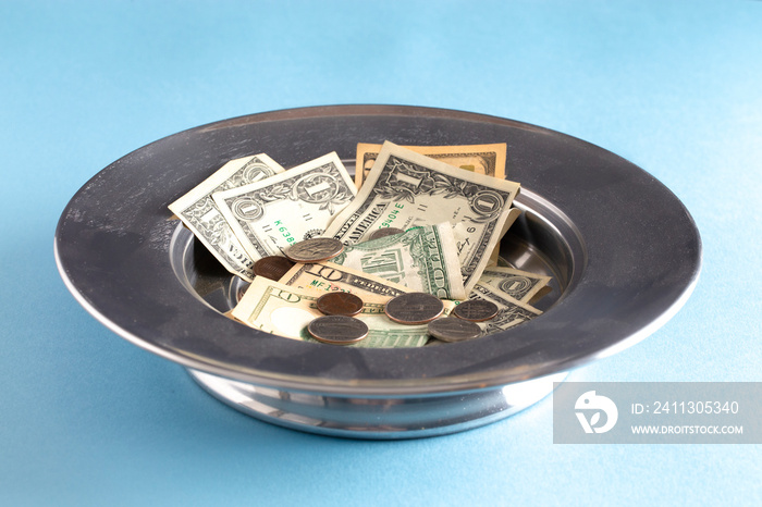 The Church Collection or Contribution in a Silver Tray