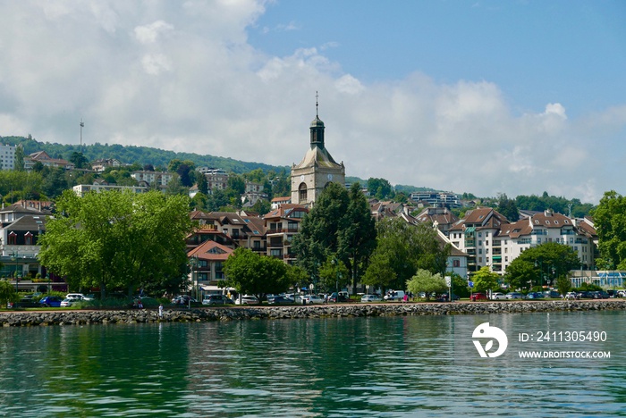 Arriving at Evian-les-bains by ferry across lake geneva from Lausanne