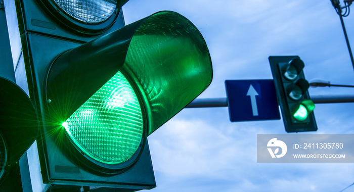 Traffic lights over urban intersection