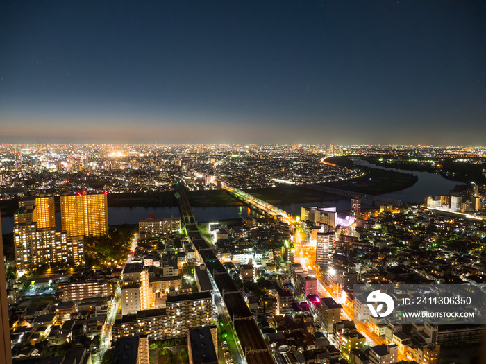 市川市の150m展望台からの東京都心の夜景