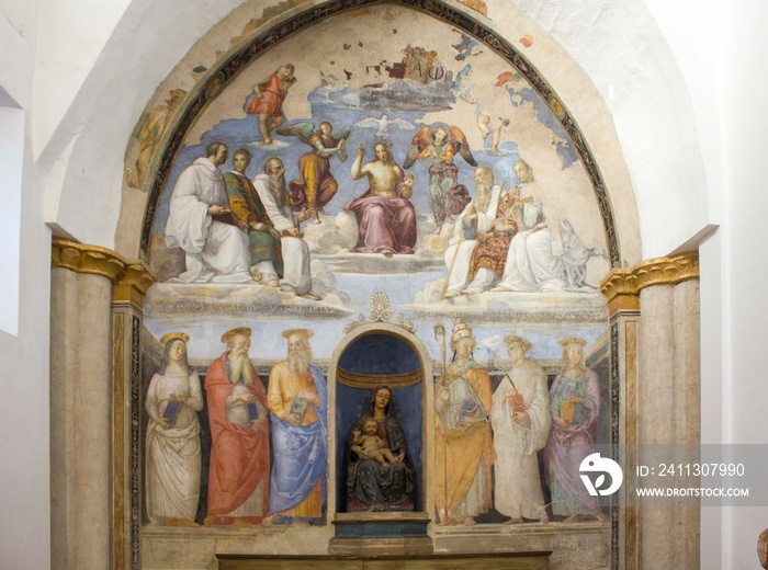 fresco painted by Raffaello and Perugino inside the Chapel of San Severo in Perugia, Italy